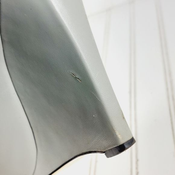 Type Z Gray Leather Slip On High Platform Wedge Heeled Boots F383 - Picture 11 of 13